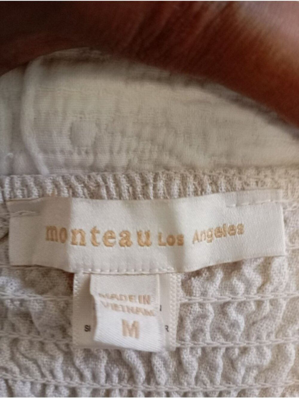 Monteau Los Angeles Women Strapless Jumpsuit Beige Black Trim Medium Linen Blend - Picture 2 of 13